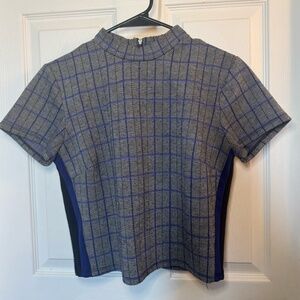 Forever 21 Knit Plaid Top Blue/Gray